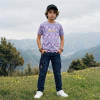 Kid's Light Purple Slim Fit Printed T-Shirts