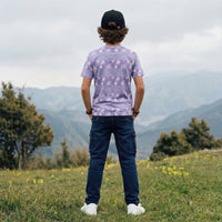 Kid's Light Purple Slim Fit Printed T-Shirts
