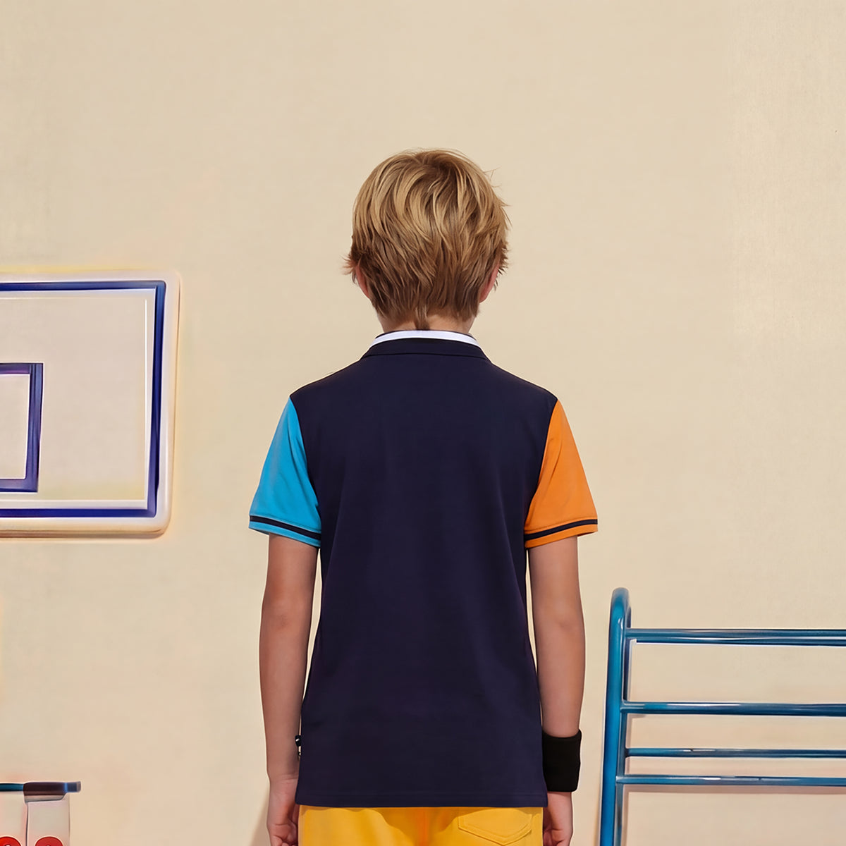 Kid's Navy Slim Fit Polo Neck T-Shirts