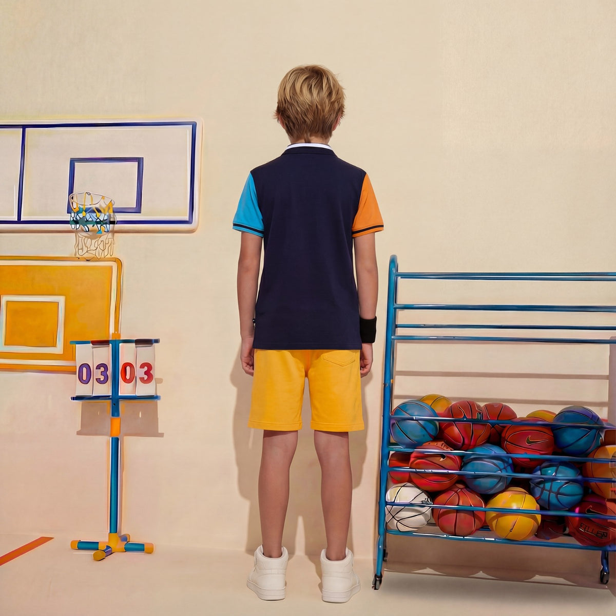 Kid's Navy Slim Fit Polo Neck T-Shirts