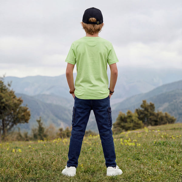 Kid's Green Slim Fit Printed T-Shirts