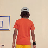 Kid's Orange/Sky Slim Fit Printed T-Shirts
