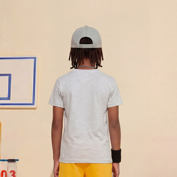 Kid's Light Grey Slim Fit Printed T-Shirts