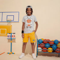 Kid's Light Grey Slim Fit Printed T-Shirts