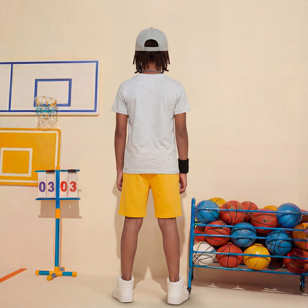 Kid's Light Grey Slim Fit Printed T-Shirts