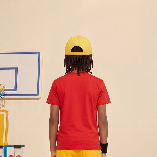 Kid's Red Slim Fit Printed T-Shirts