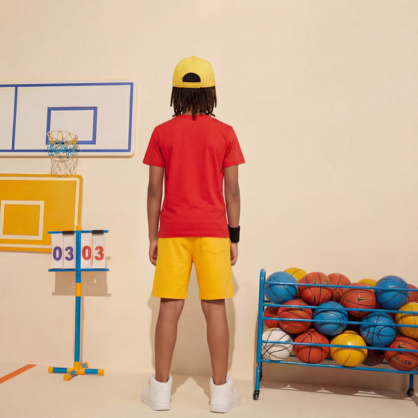 Kid's Red Slim Fit Printed T-Shirts