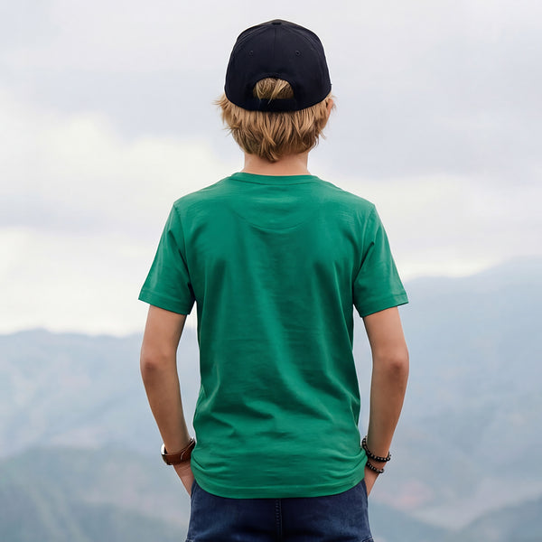 Kid's Green Slim Fit Printed T-Shirts