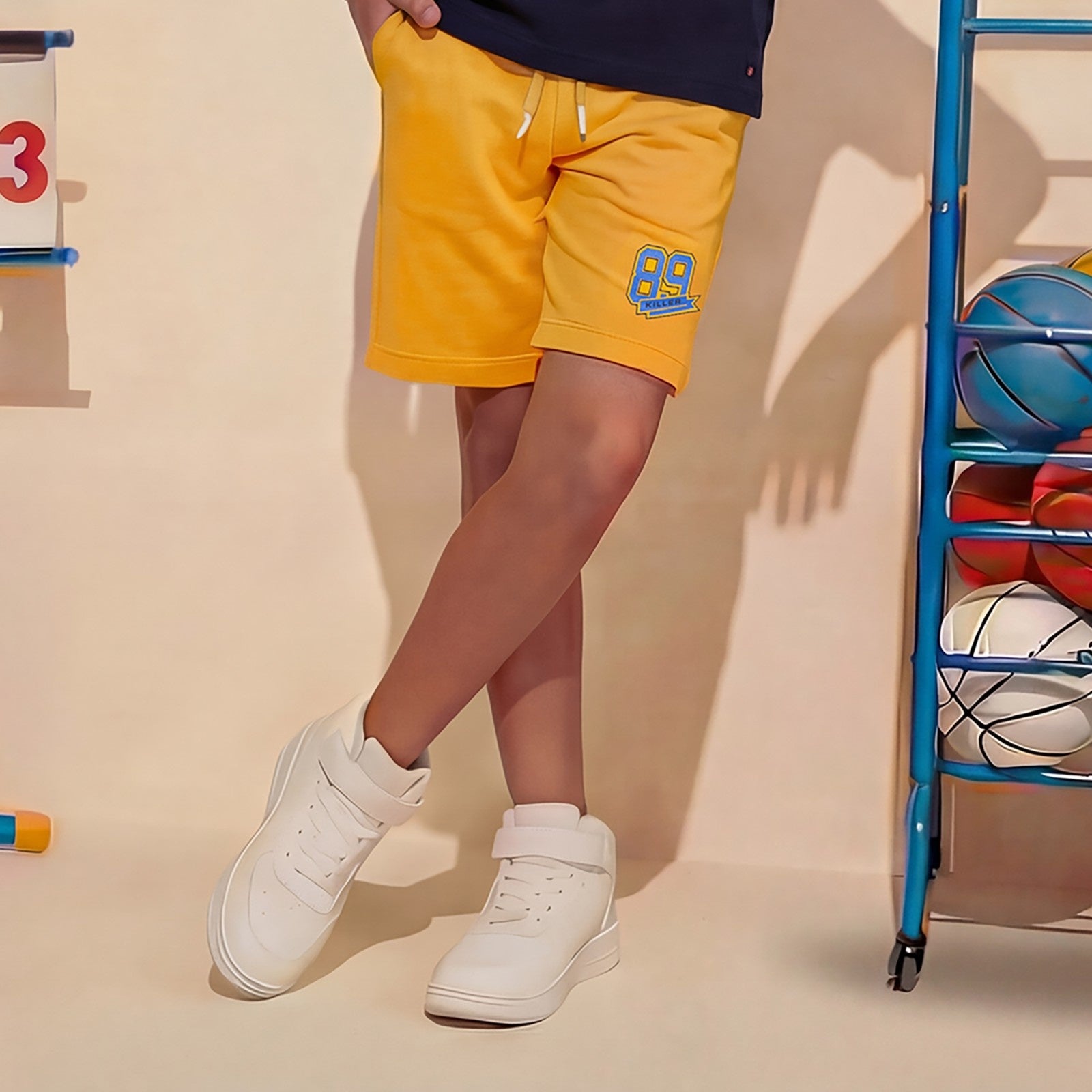 Kid's Mustard Solid Shorts