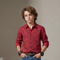 Kid's Red Regular Fit Shirts
