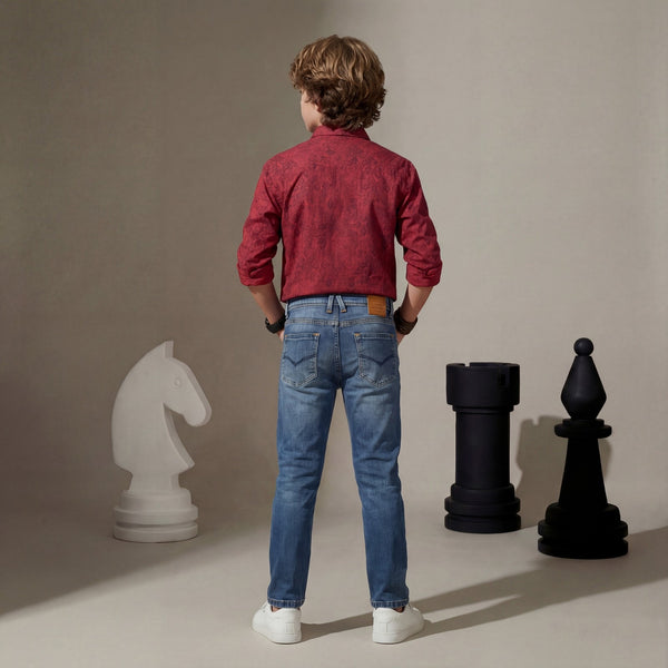 Kid's Red Regular Fit Shirts