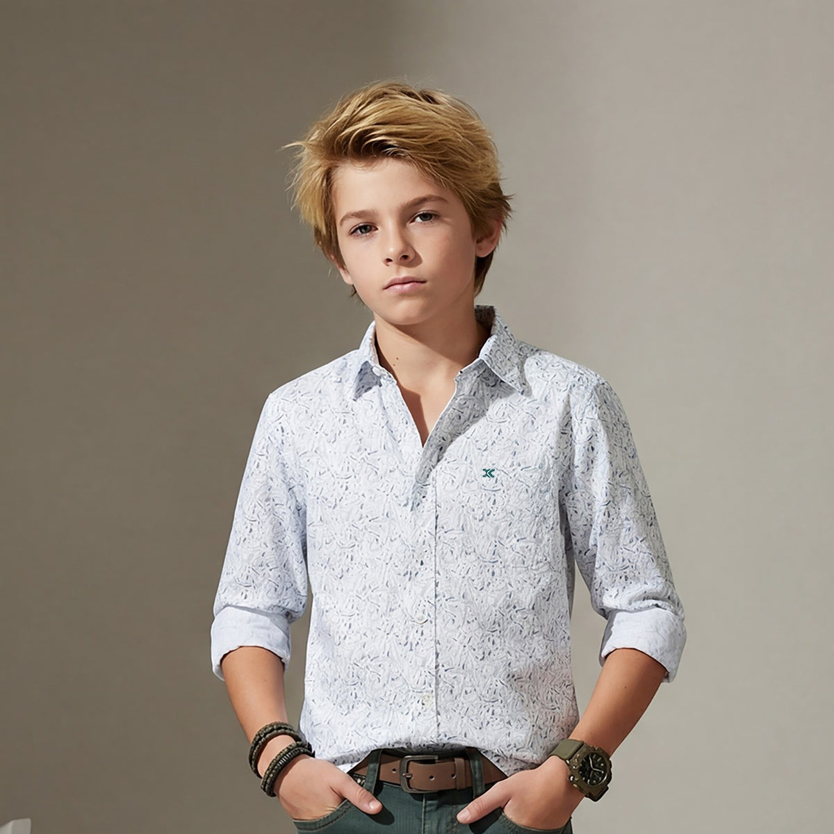 Kid's White Regular Fit Shirts