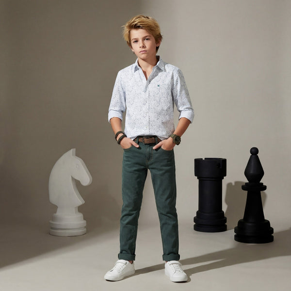 Kid's White Regular Fit Shirts