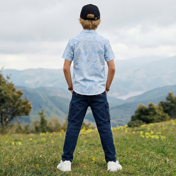 Kid's Light Blue Regular Fit Shirts