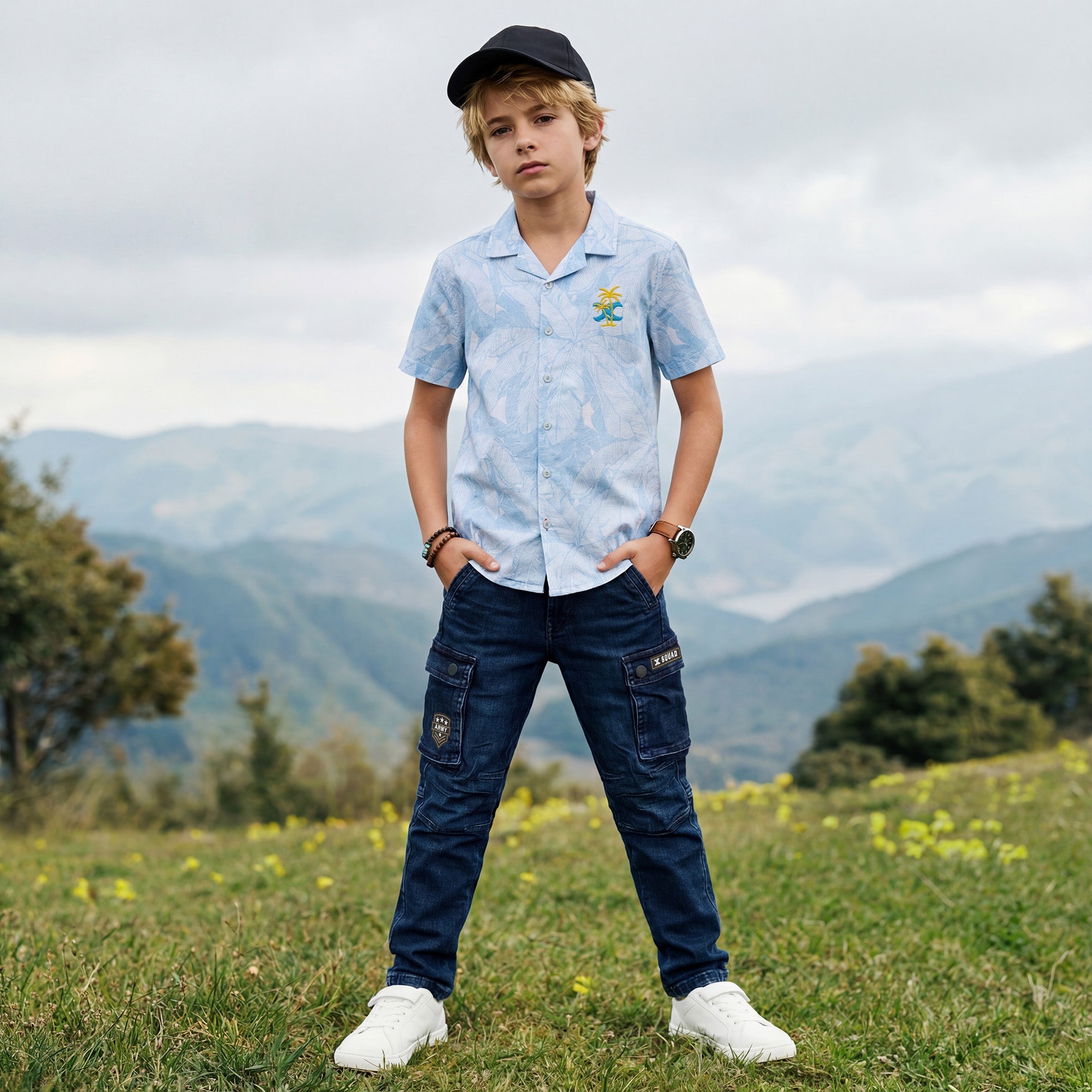 Kid's Light Blue Regular Fit Shirts