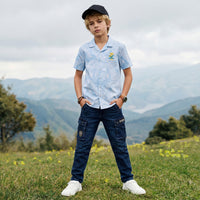 Kid's Light Blue Regular Fit Shirts