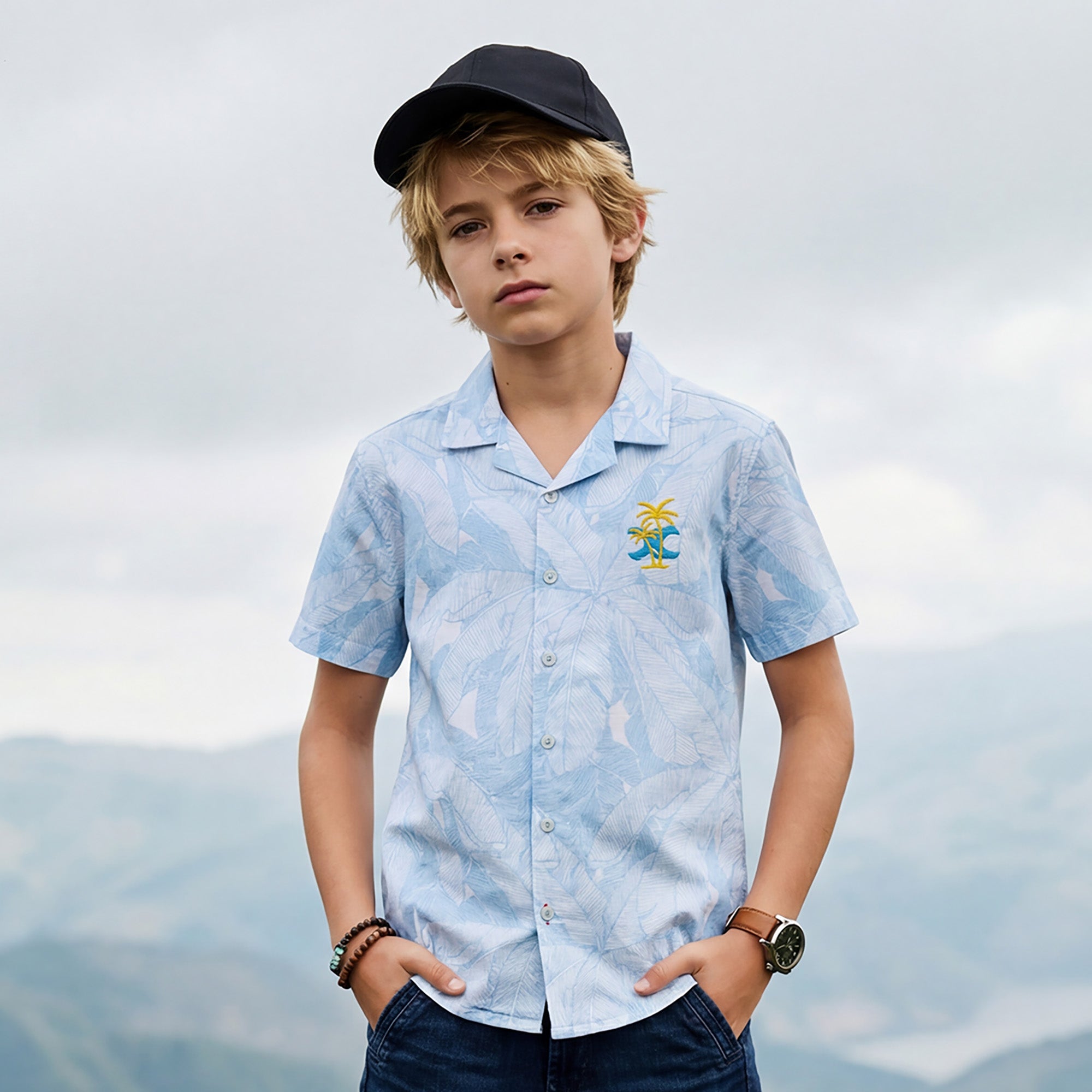 Kid's Light Blue Regular Fit Shirts