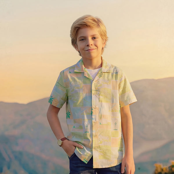 Kid's Green Regular Fit Shirts