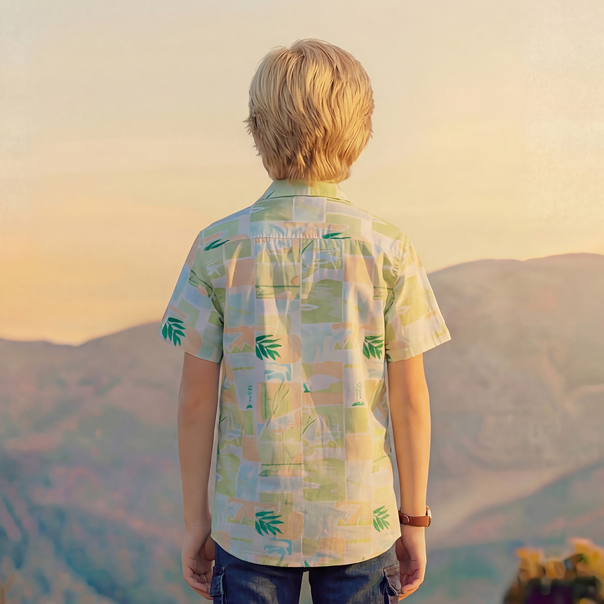 Kid's Green Regular Fit Shirts