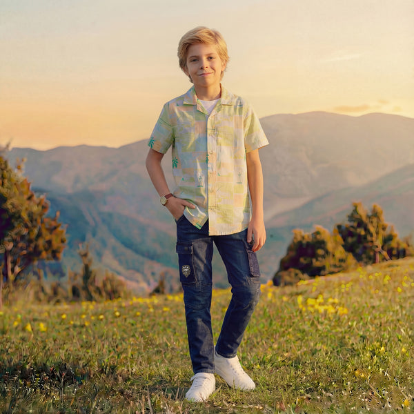 Kid's Green Regular Fit Shirts