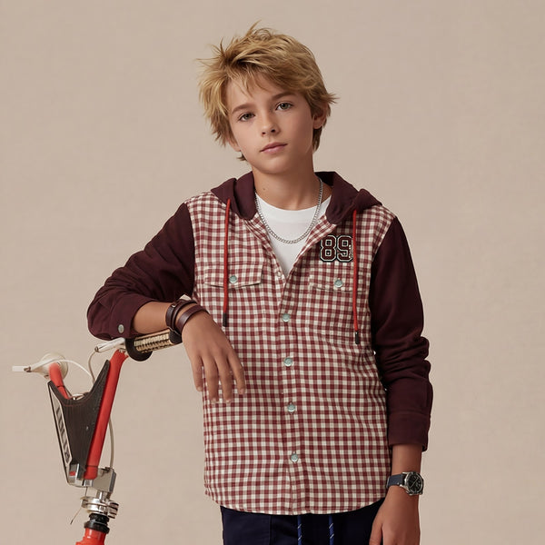 Kid's Maroon Regular Fit Shirts