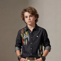 Kid's Black Regular Fit Shirts