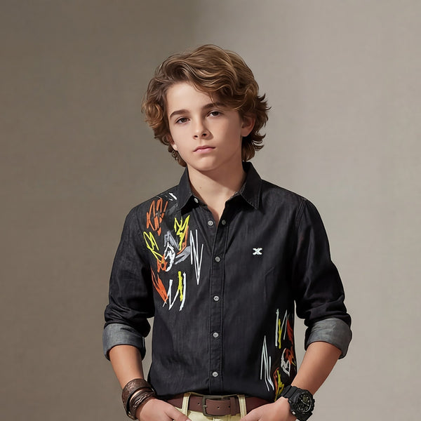 Kid's Black Regular Fit Shirts