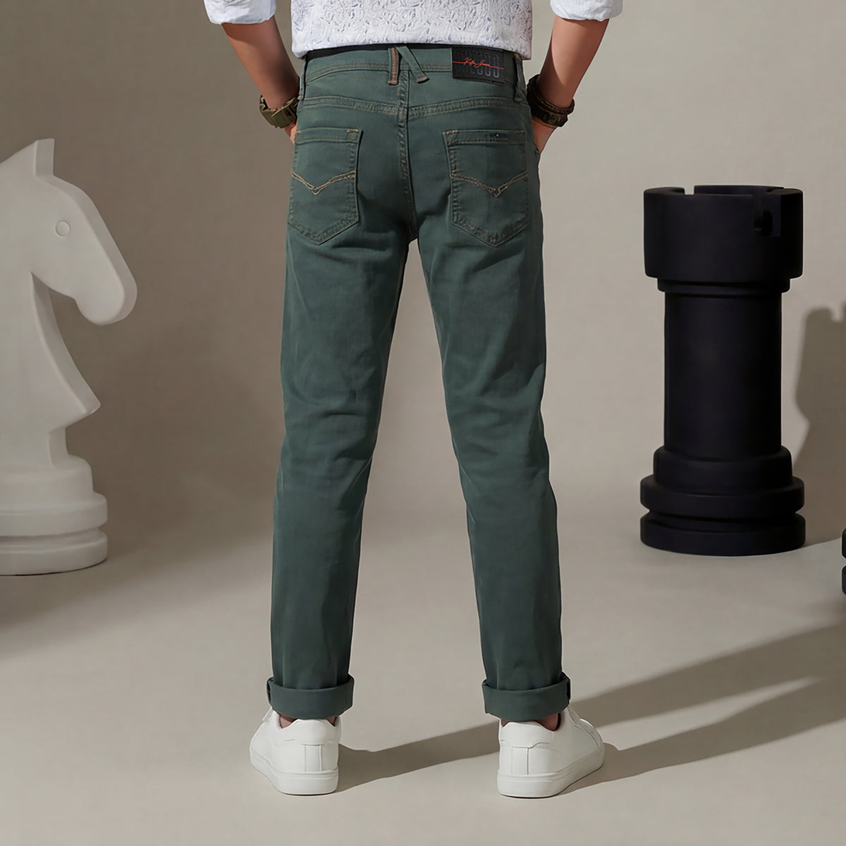 Kid's Light Olive Slim Fit Jeans