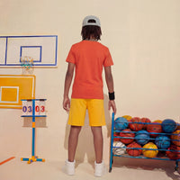 Kid's Orange/Sky Slim Fit Printed T-Shirts