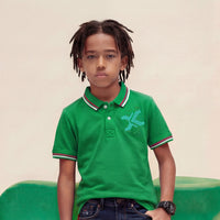 Kid's Green Slim Fit Polo Neck T-Shirts