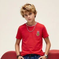 Kid's Red Slim Fit Printed T-Shirts