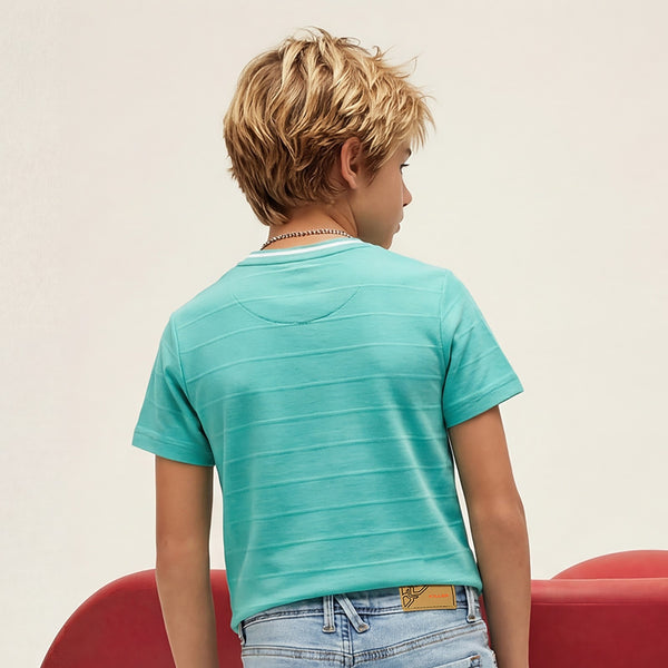 Kid's Green Slim Fit Printed T-Shirts