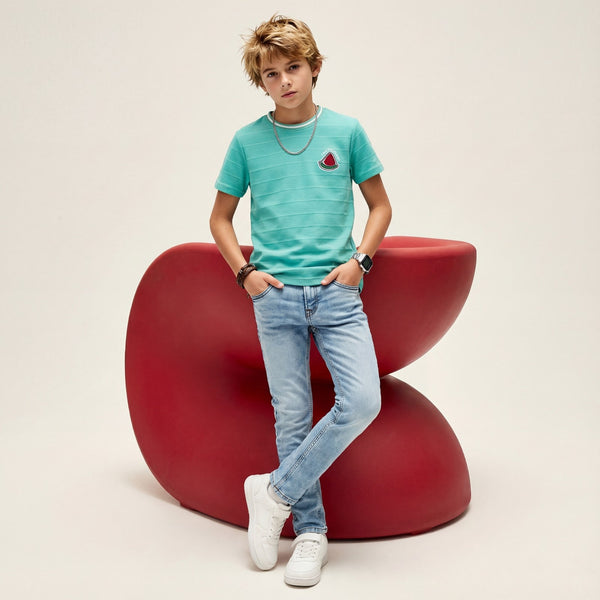 Kid's Green Slim Fit Printed T-Shirts