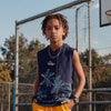 Kid's Navy Slim Fit Hooded Sleeveless T-Shirts