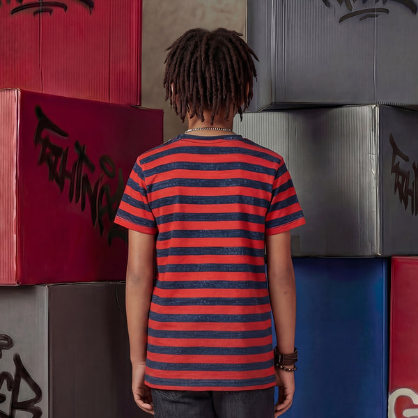 Kid's Red Slim Fit Printed T-Shirts