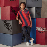 Kid's Red Slim Fit Printed T-Shirts