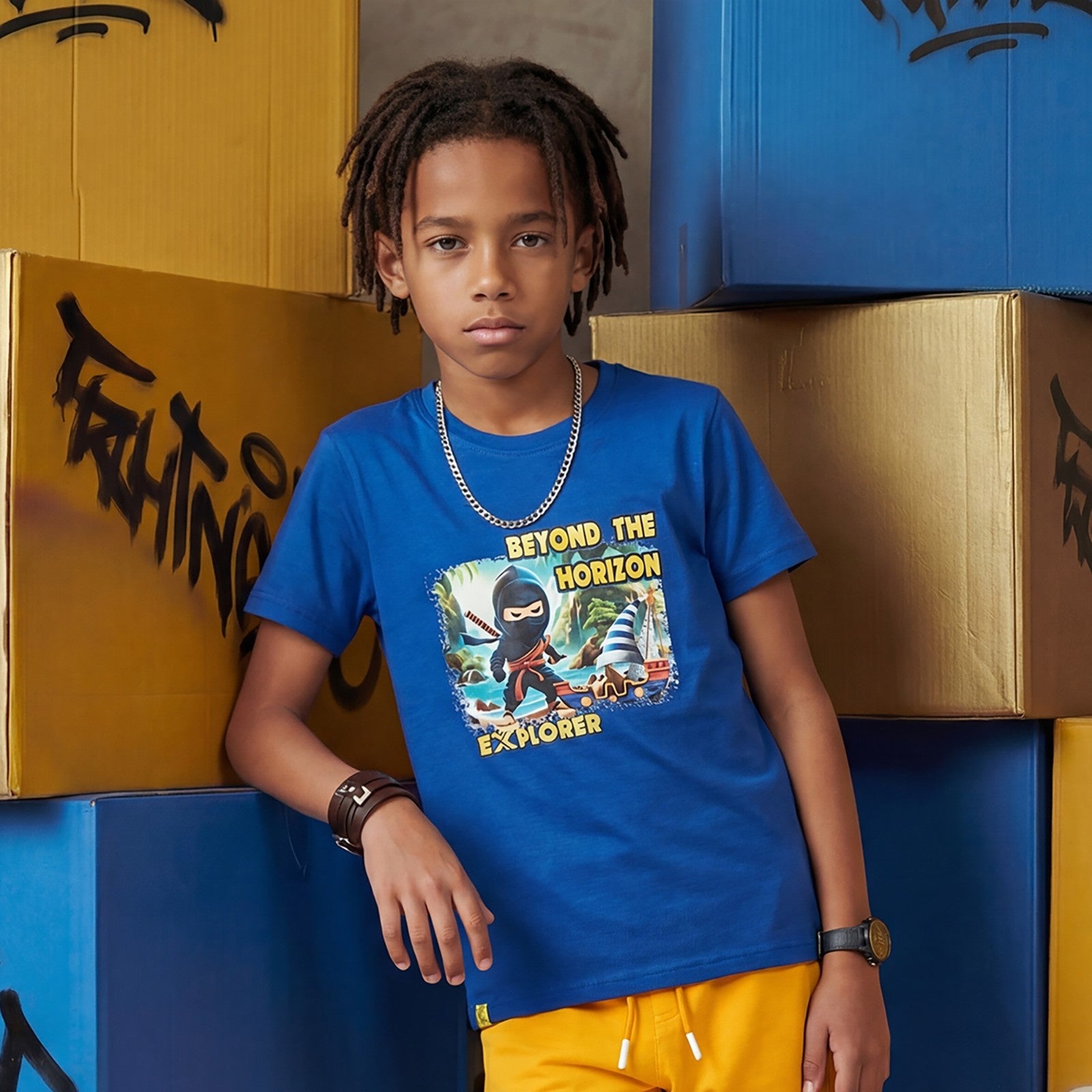 Junior Killer Royal Blue Slim Fit Printed T-Shirts