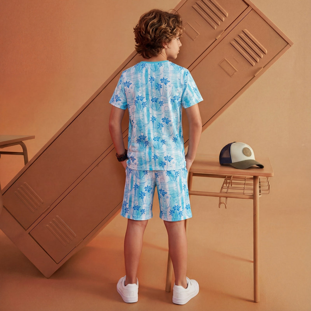 Kid's Blue Slim Fit Printed T-Shirts