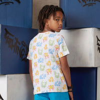 Kid's White Slim Fit Printed T-Shirts