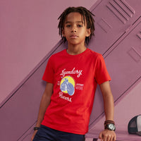 Kid's Red Slim Fit Printed T-Shirts