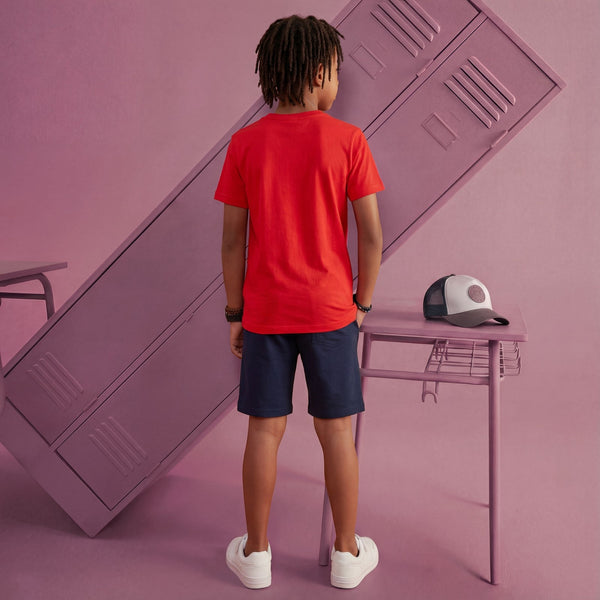 Kid's Red Slim Fit Printed T-Shirts