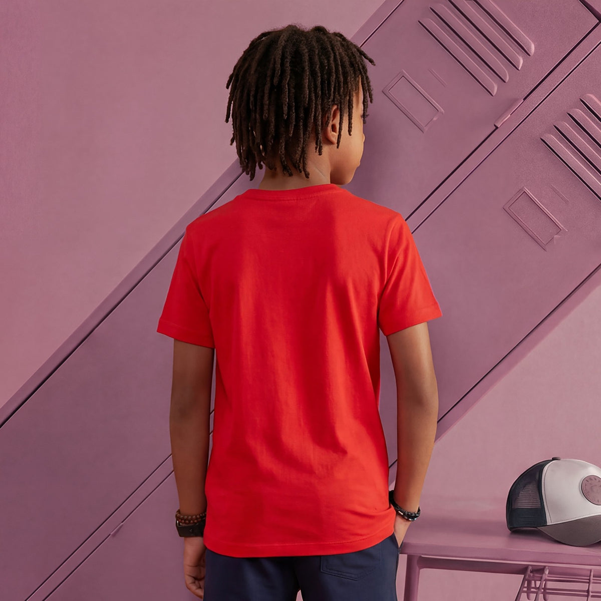 Kid's Red Slim Fit Printed T-Shirts