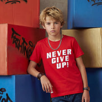 Kid's Red/Aqua Slim Fit Printed T-Shirts