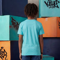 Kid's Red/Aqua Slim Fit Printed T-Shirts