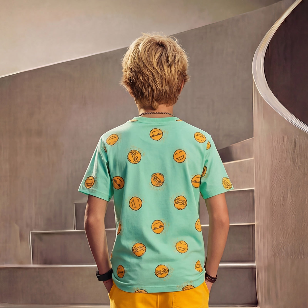 Kid's Light Green Oversize Printed T-Shirts