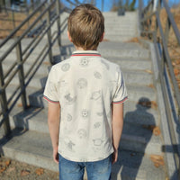 Kid's White Polo Neck Printed T-Shirts