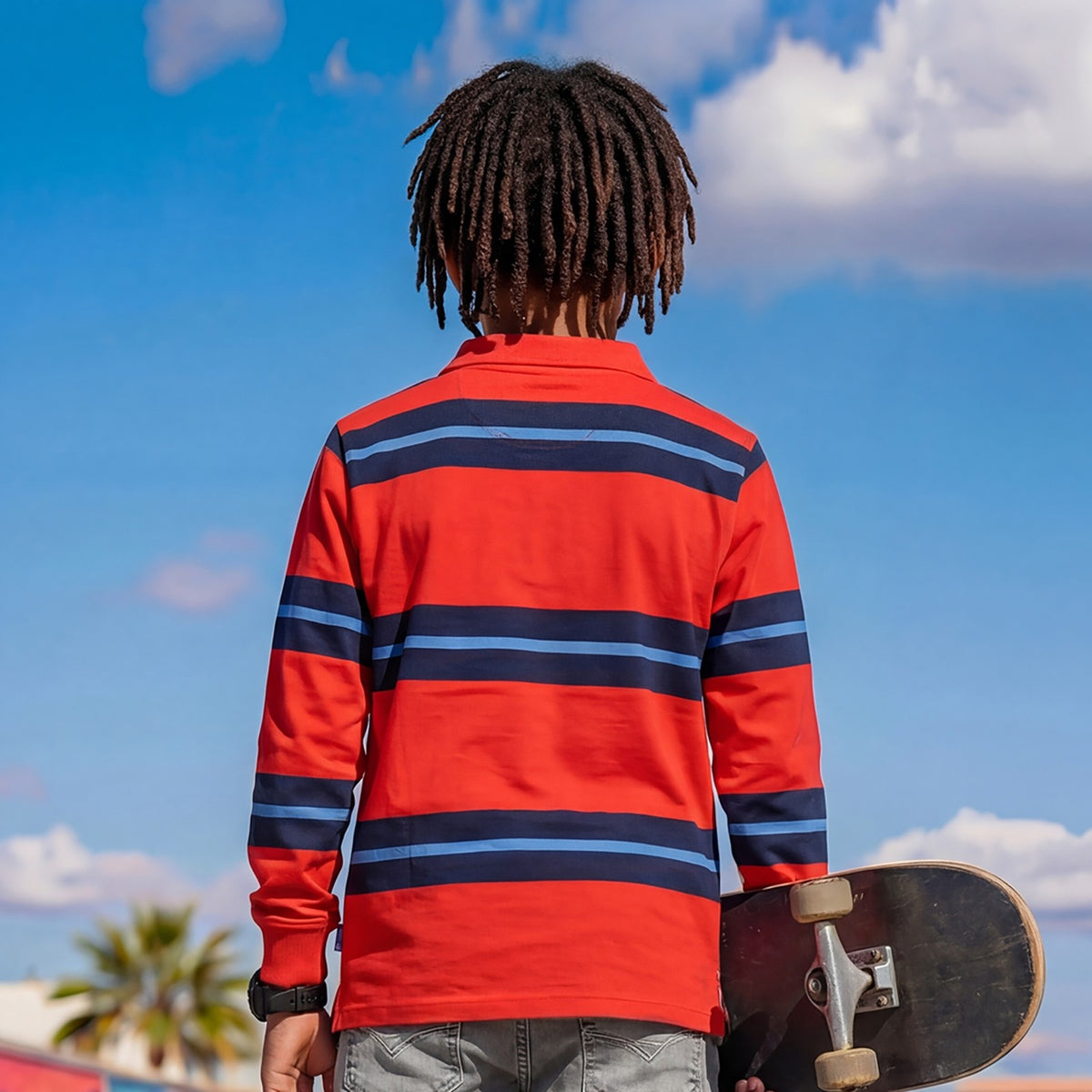 Kid's Red Polo Neck Full Sleeve T-Shirts