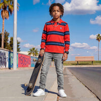 Kid's Red Polo Neck Full Sleeve T-Shirts