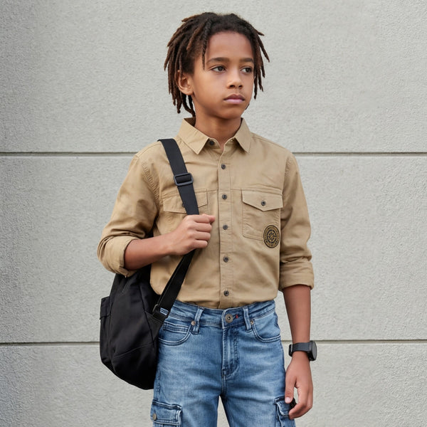 Junior Killer Brown Slim Fit Shirts