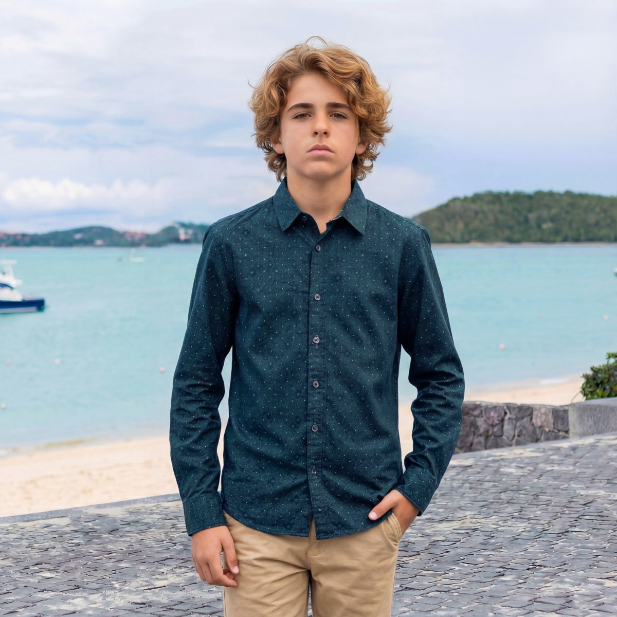 Junior Killer Teal Blue Slim Fit Shirts